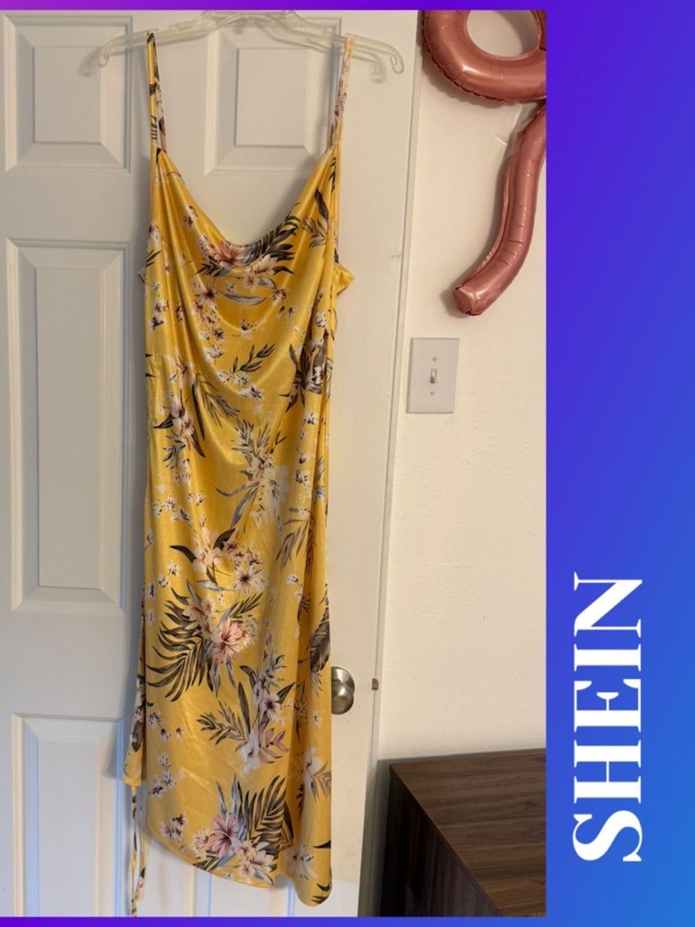 SHEIN Yellow Floral Midi Slip Dress